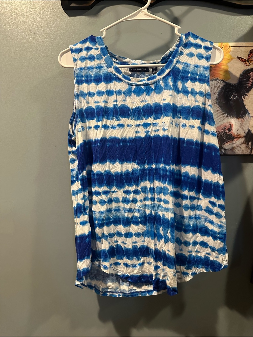 Blue Tie-Dye Sleeveless Tank Top